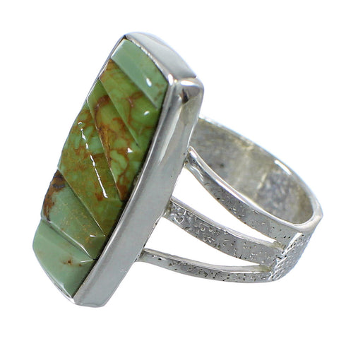 Southwest Turquoise Inlay And Sterling Silver Ring Size 5-3/4 VX57298